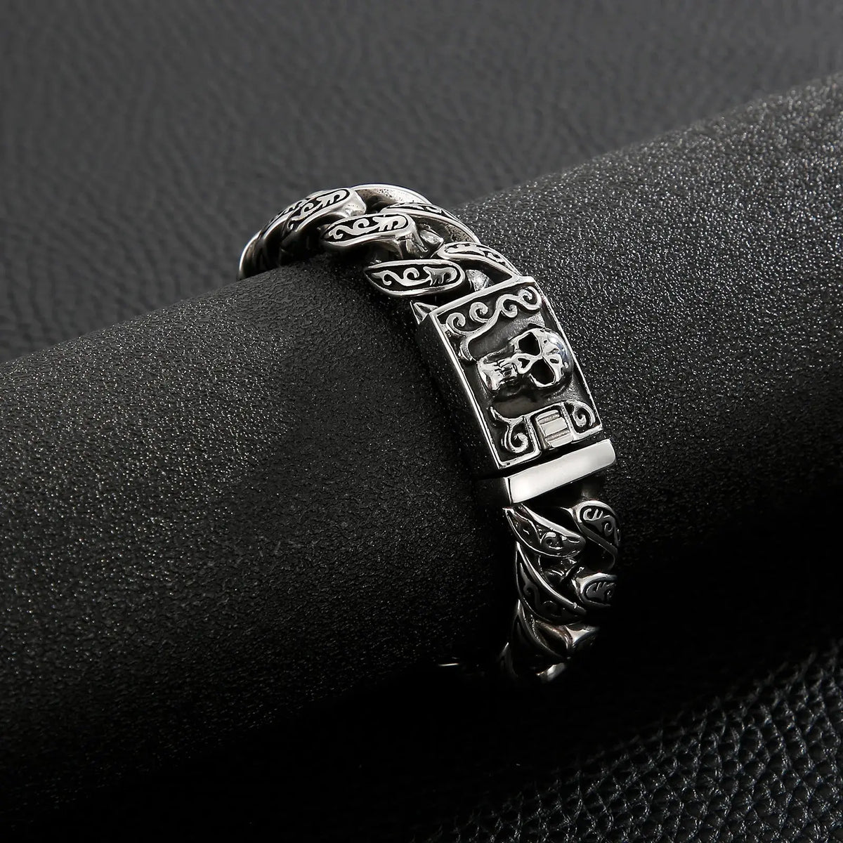 KALEN Wholesale Domineering Men Bracelet Totem Pattern Skull Stainless Steel Bracelet Jewelry Coven Couture Collective