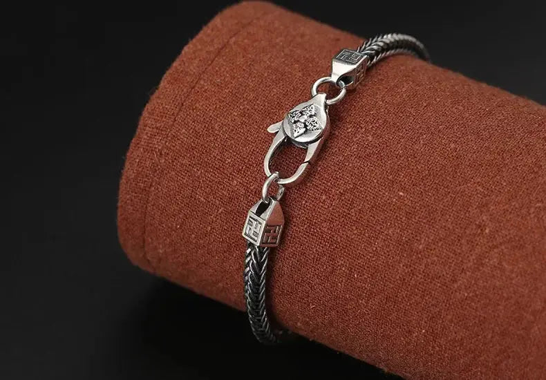 BOCAI 925 Sterling Silver Fox Tail Chain Bracelet New Fashionable Diamond Pestle Fine Chain Link Jewelry Accessories for Men Coven Couture Collective