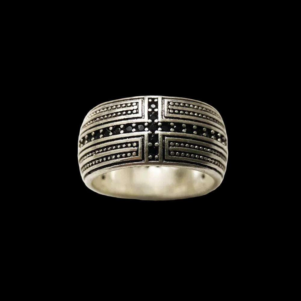 Black CZ Cross Ring 925 Sterling Silver Fine Jewellery Unisex Cross Design with High-Quality CZ Stones for Men and Women Coven Couture Collective