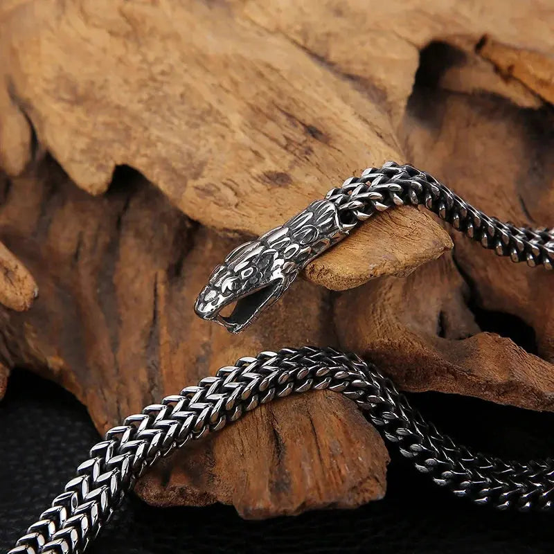 Kalen Domineering Snake Head Lock Necklaces Braided Chain Men High Quality Stainless Steel Jewelry Statement Necklace Coven Couture Collective