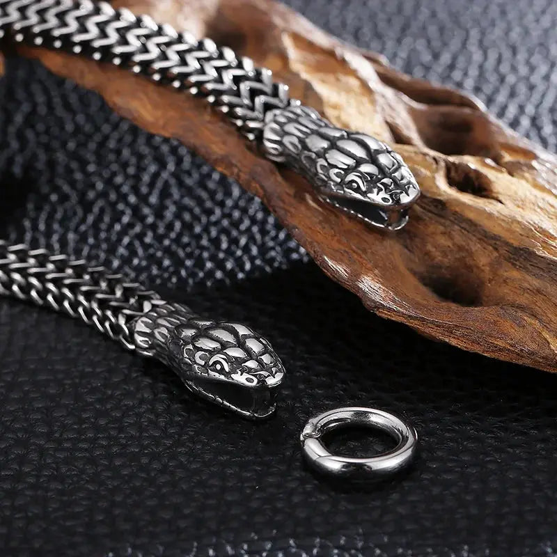 Kalen Domineering Snake Head Lock Necklaces Braided Chain Men High Quality Stainless Steel Jewelry Statement Necklace Coven Couture Collective