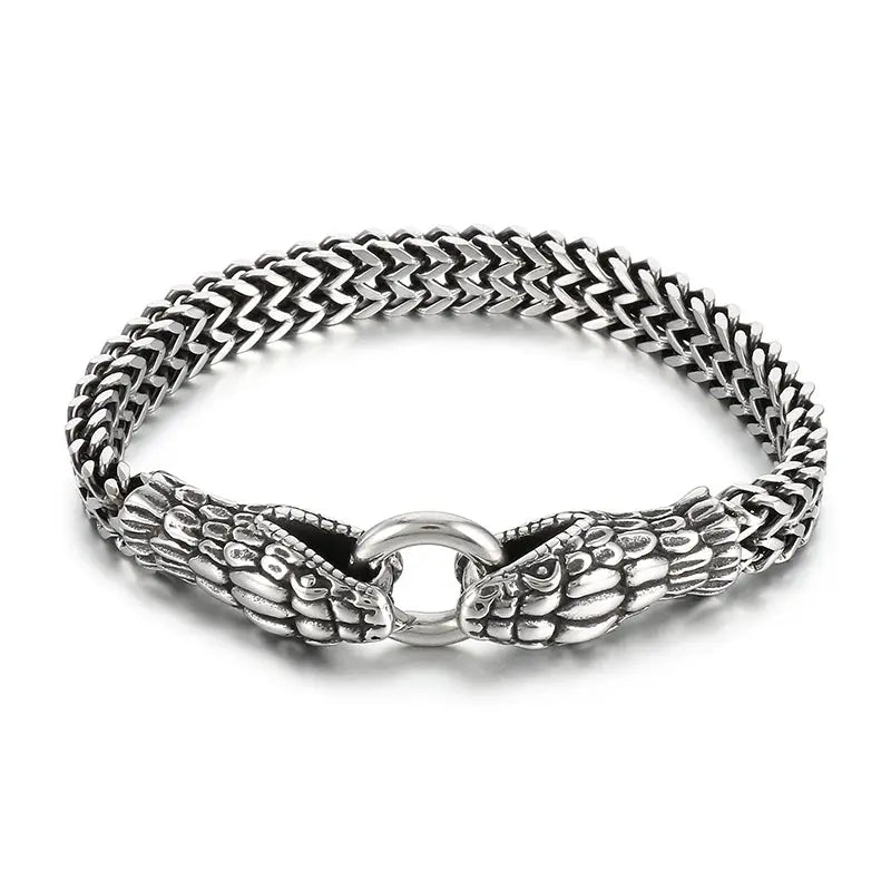 KALEN Punk Stainless Steel Snake Hand Chain Bracelet Charm Links Bracelets Bangle Coven Couture Collective