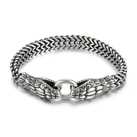 KALEN Punk Stainless Steel Snake Hand Chain Bracelet Charm Links Bracelets Bangle Coven Couture Collective