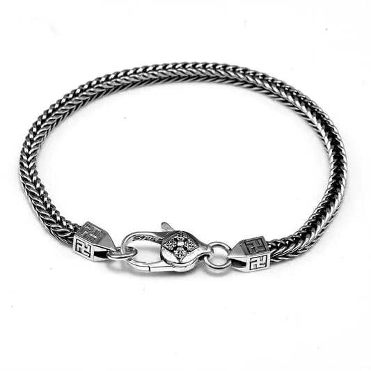 BOCAI 925 Sterling Silver Fox Tail Chain Bracelet New Fashionable Diamond Pestle Fine Chain Link Jewelry Accessories for Men Coven Couture Collective