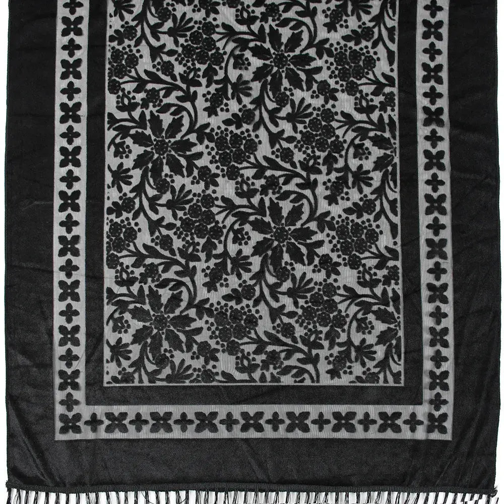 New Bohemian Ethnic Style Green Velvet Long Shawl Plain Color Floral Pattern Multi-Functional Scarf for Women's Summer Parties Coven Couture Collective