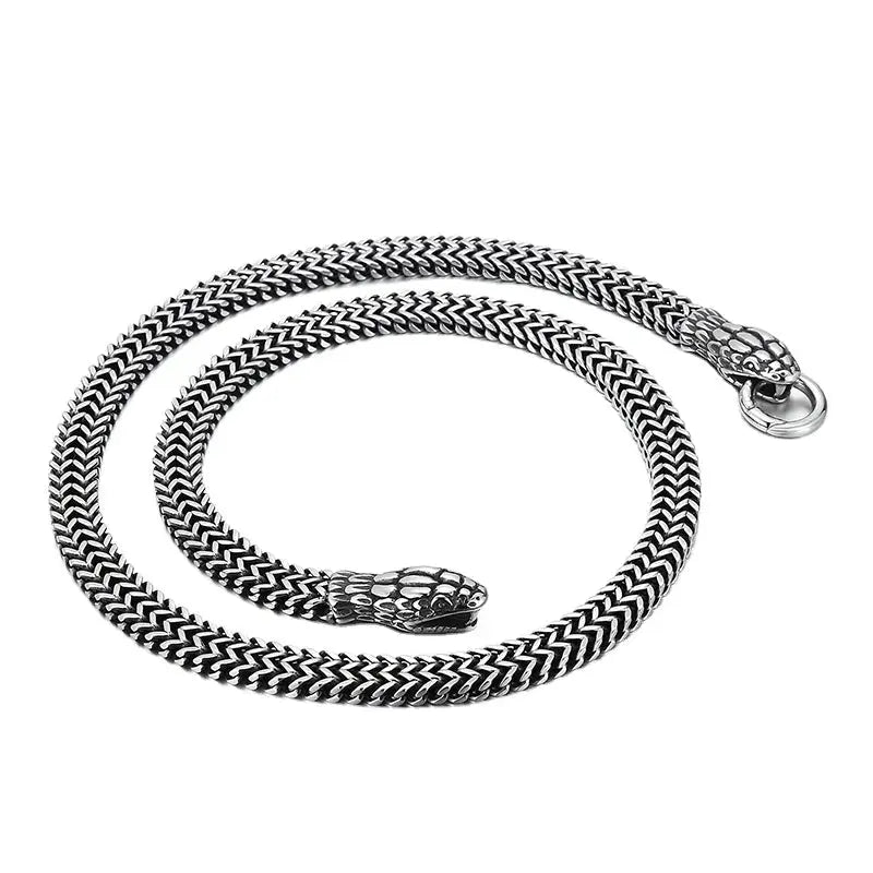 Kalen Domineering Snake Head Lock Necklaces Braided Chain Men High Quality Stainless Steel Jewelry Statement Necklace Coven Couture Collective
