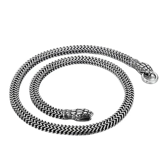 Kalen Domineering Snake Head Lock Necklaces Braided Chain Men High Quality Stainless Steel Jewelry Statement Necklace Coven Couture Collective