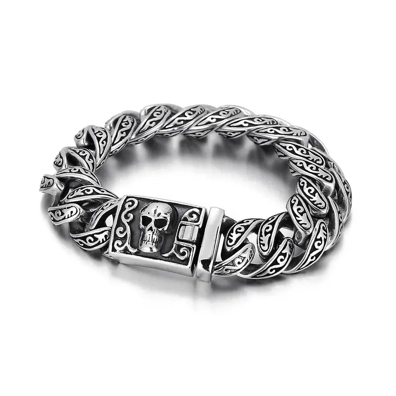 KALEN Wholesale Domineering Men Bracelet Totem Pattern Skull Stainless Steel Bracelet Jewelry Coven Couture Collective
