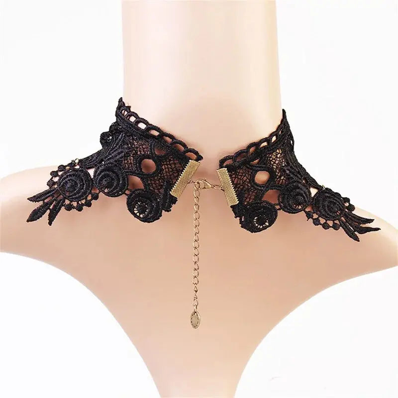 YiYaoFa Handmade Exaggerated Jewelry Set Gothic Jewelry Black Lace Necklace & Earring Women Accessories Party Jewelry FYS-01 Coven Couture Collective