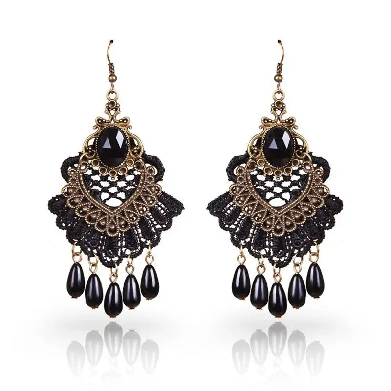 YiYaoFa Handmade Exaggerated Jewelry Set Gothic Jewelry Black Lace Necklace & Earring Women Accessories Party Jewelry FYS-01 Coven Couture Collective