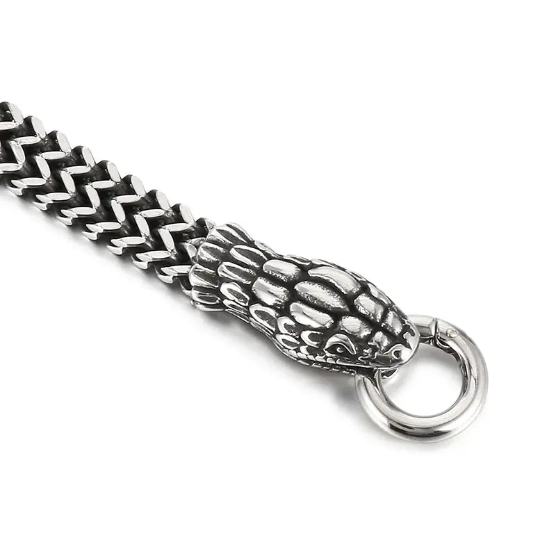 KALEN Punk Stainless Steel Snake Hand Chain Bracelet Charm Links Bracelets Bangle Coven Couture Collective