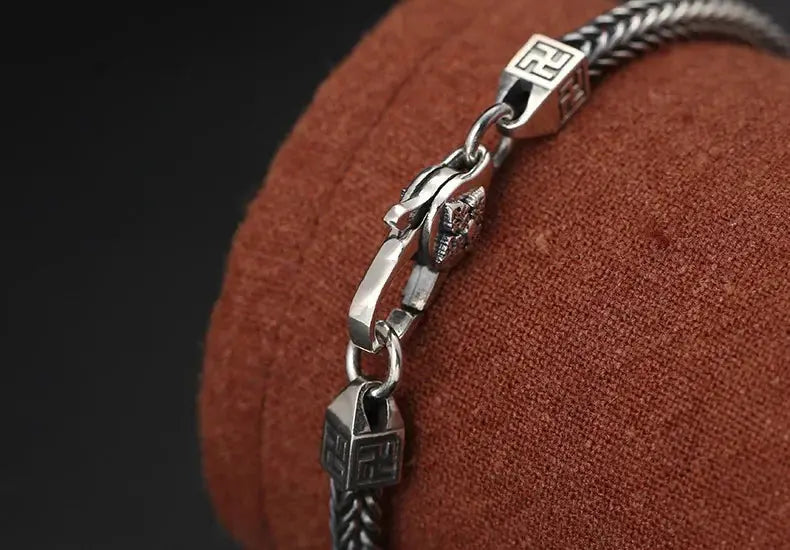 BOCAI 925 Sterling Silver Fox Tail Chain Bracelet New Fashionable Diamond Pestle Fine Chain Link Jewelry Accessories for Men Coven Couture Collective