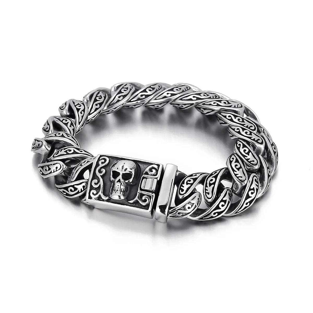 KALEN Wholesale Domineering Men Bracelet Totem Pattern Skull Stainless Steel Bracelet Jewelry Coven Couture Collective