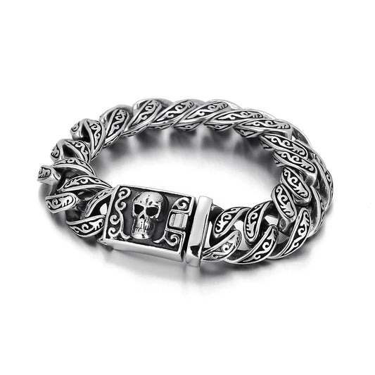 KALEN Wholesale Domineering Men Bracelet Totem Pattern Skull Stainless Steel Bracelet Jewelry Coven Couture Collective
