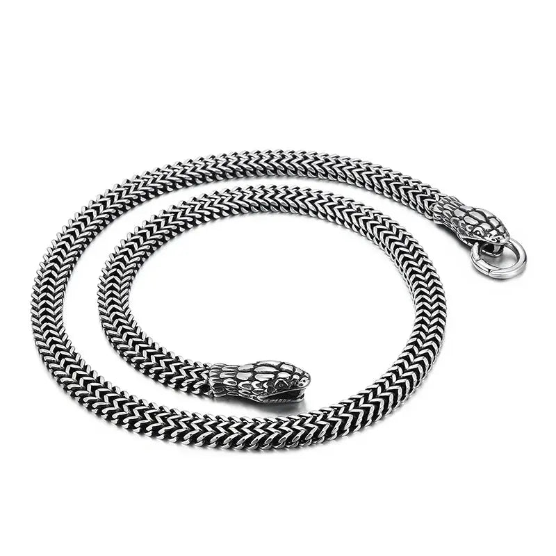 Kalen Domineering Snake Head Lock Necklaces Braided Chain Men High Quality Stainless Steel Jewelry Statement Necklace Coven Couture Collective
