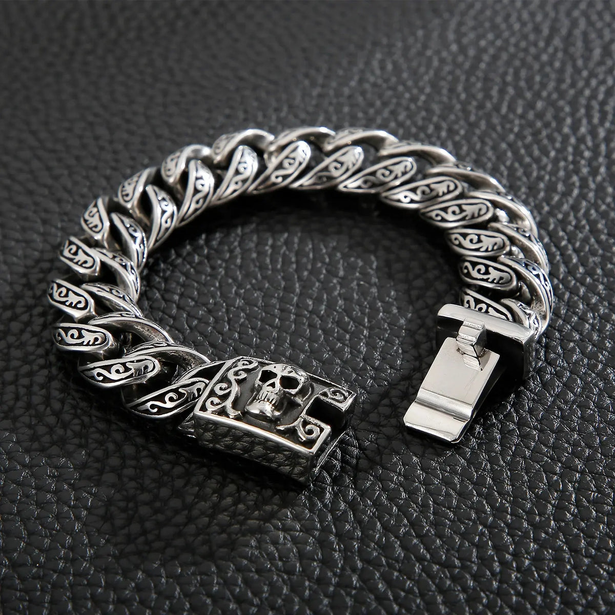 KALEN Wholesale Domineering Men Bracelet Totem Pattern Skull Stainless Steel Bracelet Jewelry Coven Couture Collective