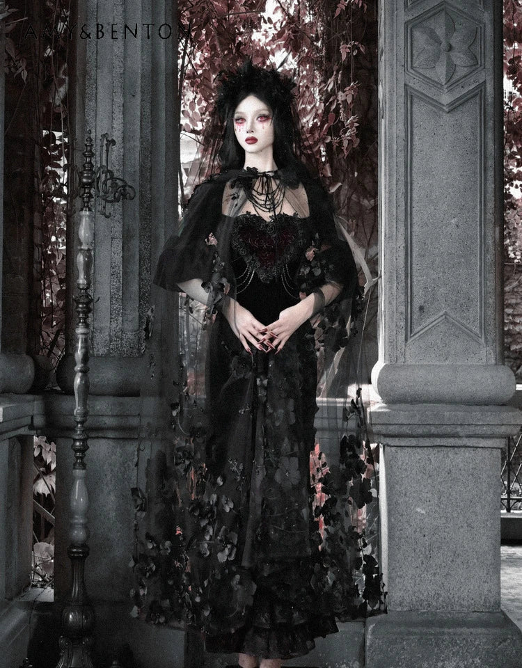 Blood Supply Original Retro Palace Style Goth Velvet Tube Top Dress Mermaid Dress Halloween Winter Subculture Sexy Hot Girl Sets Coven Couture Collective