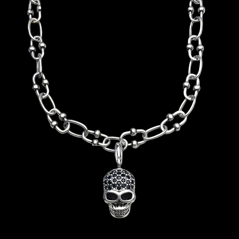 Skull Pave Charm Necklace 925 Sterling Silver Coven Couture Collective