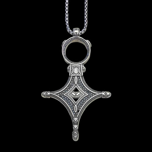 Ethno Cross Necklace 925 Sterling Silver Fine Jewellery for Men Women Traditional Rebel Strand with Zircon Coven Couture Collective