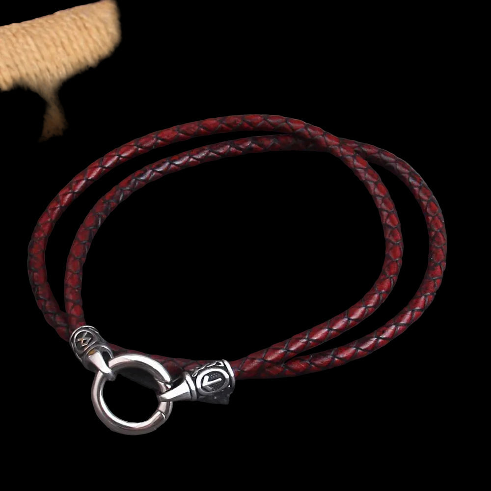 Nordic Viking Rune Pendant Necklace with Open round Clasp Stainless Steel Chain for Men Wood Box Included Coven Couture Collective