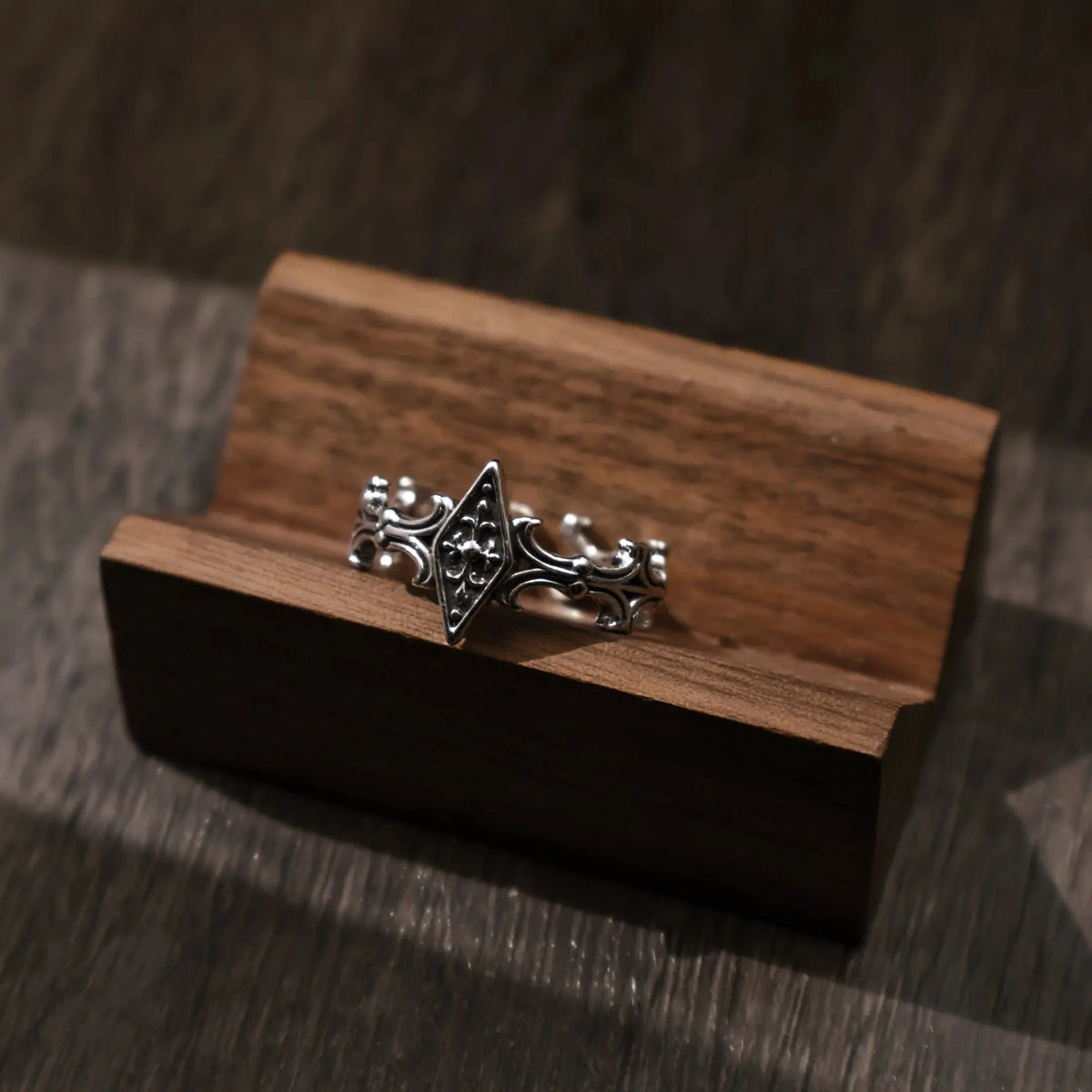 Retro Iris Cross Rhombus Adjustable Open Ring For Men Silver-plated Copper Gothic Punk Edgy Jewelry Unisex Accessories Cool Gift Coven Couture Collective