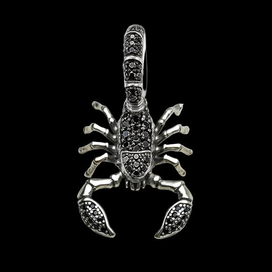 925 Sterling Silver Scorpion Pendant Jewellery for Women And Men Fashion Punk Style Black Zircon Accessory for Rebels Coven Couture Collective