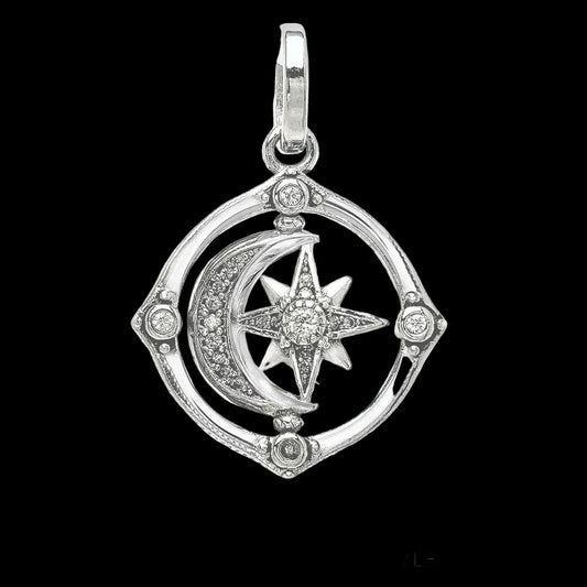 925 Sterling Silver Vintage Moveable Star And Moon Pendant Coven Couture Collective