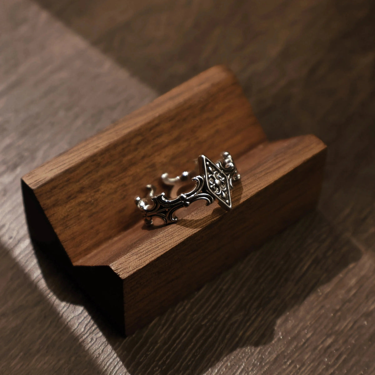 Retro Iris Cross Rhombus Adjustable Open Ring For Men Silver-plated Copper Gothic Punk Edgy Jewelry Unisex Accessories Cool Gift Coven Couture Collective