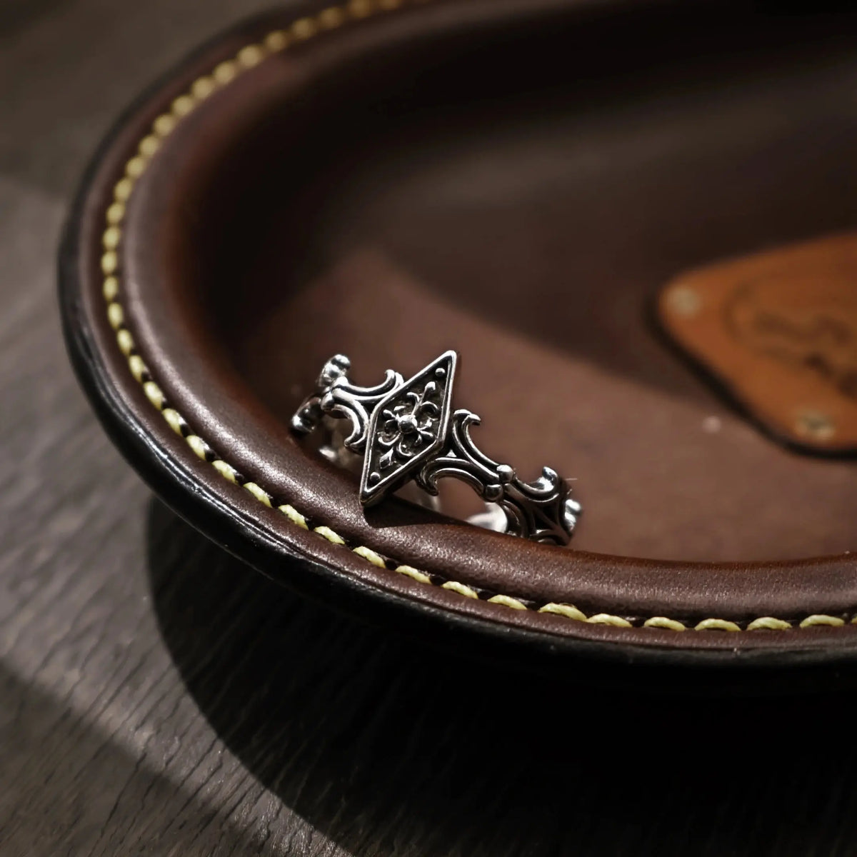 Retro Iris Cross Rhombus Adjustable Open Ring For Men Silver-plated Copper Gothic Punk Edgy Jewelry Unisex Accessories Cool Gift Coven Couture Collective