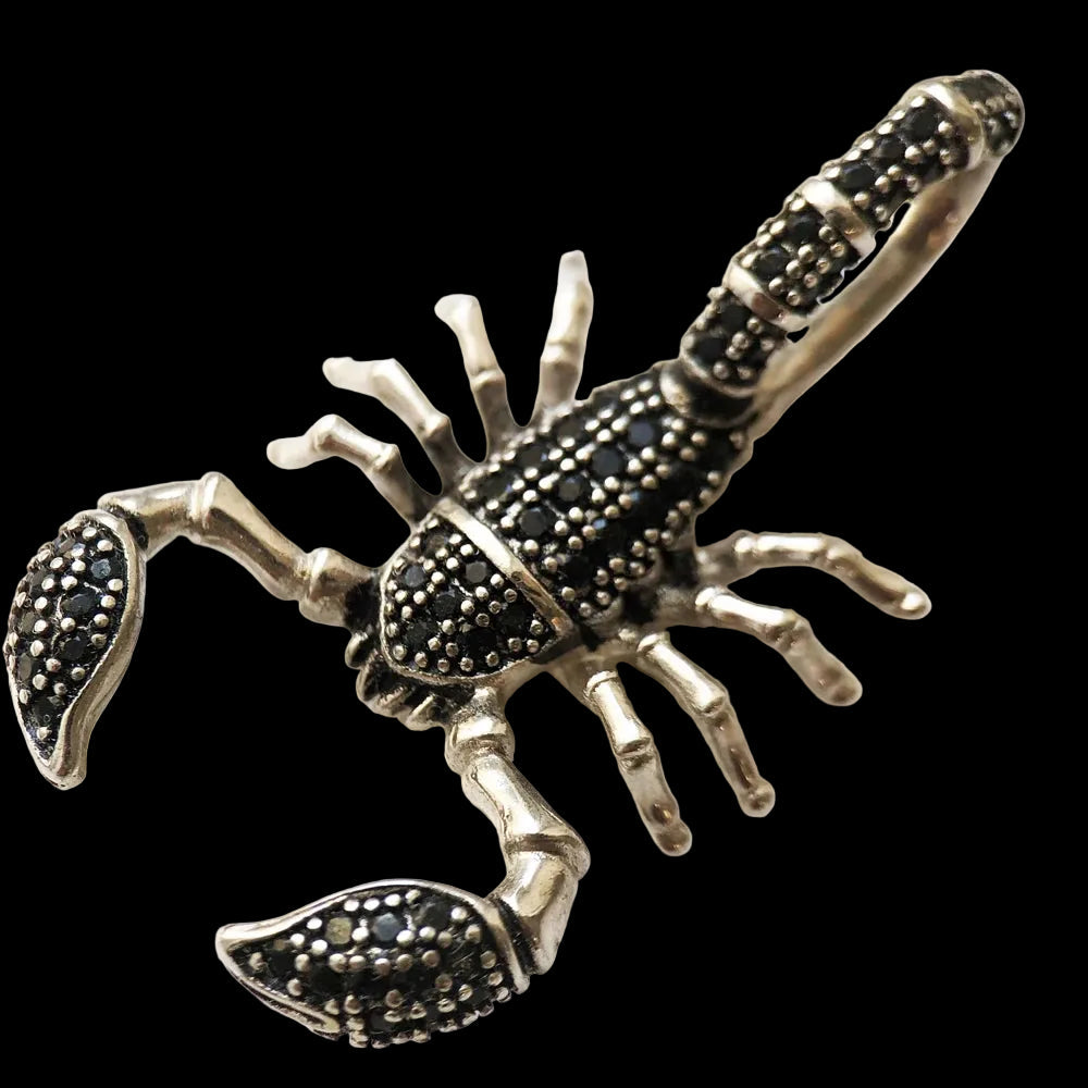 925 Sterling Silver Scorpion Pendant Jewellery for Women And Men Fashion Punk Style Black Zircon Accessory for Rebels Coven Couture Collective