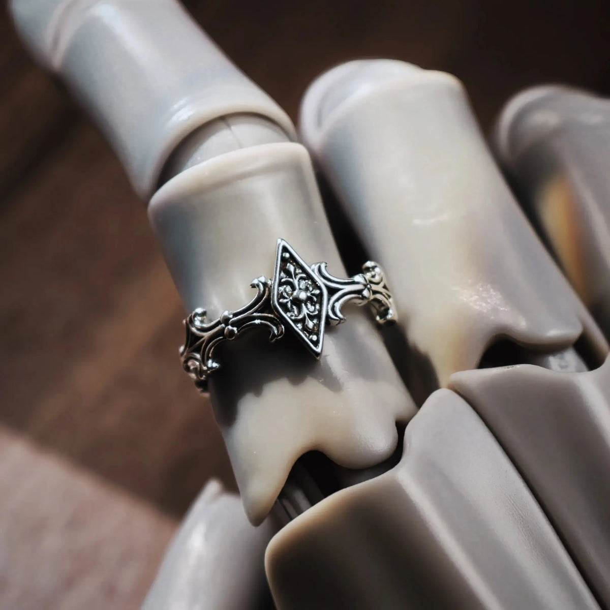 Retro Iris Cross Rhombus Adjustable Open Ring For Men Silver-plated Copper Gothic Punk Edgy Jewelry Unisex Accessories Cool Gift Coven Couture Collective