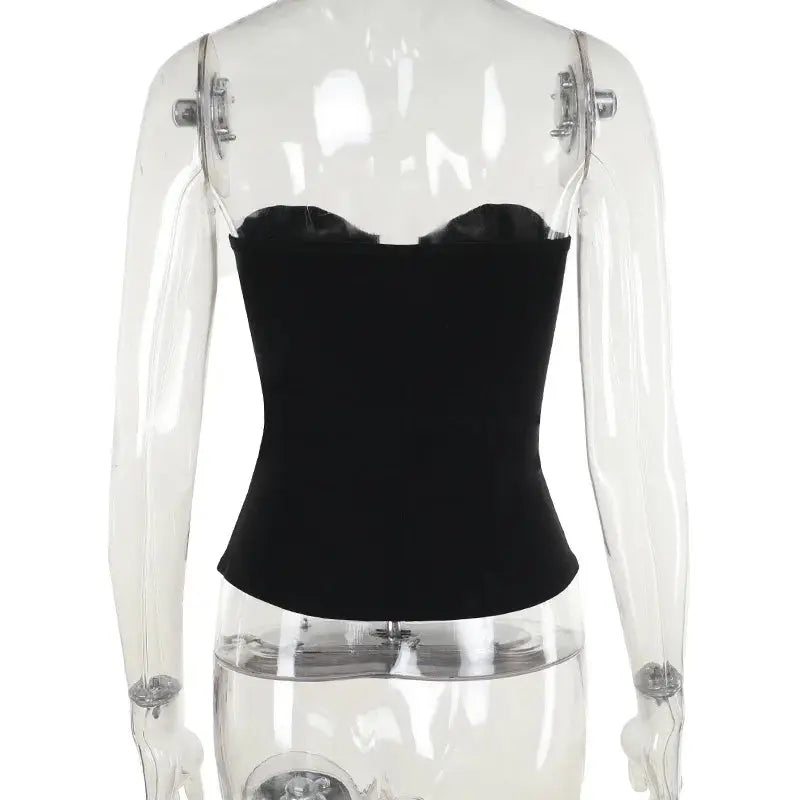 Goth Dark Punk Grunge Leather Buckle Strapless Corset Tops Mall Gothic Zip Women Tupe Top Y2K Coquette Streetwear Alt Tanks Vest Coven Couture Collective