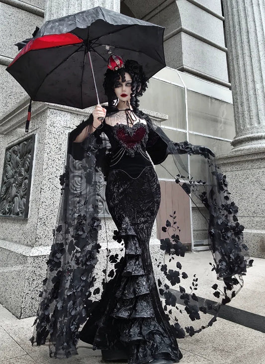 Blood Supply Original Retro Palace Style Goth Velvet Tube Top Dress Mermaid Dress Halloween Winter Subculture Sexy Hot Girl Sets Coven Couture Collective