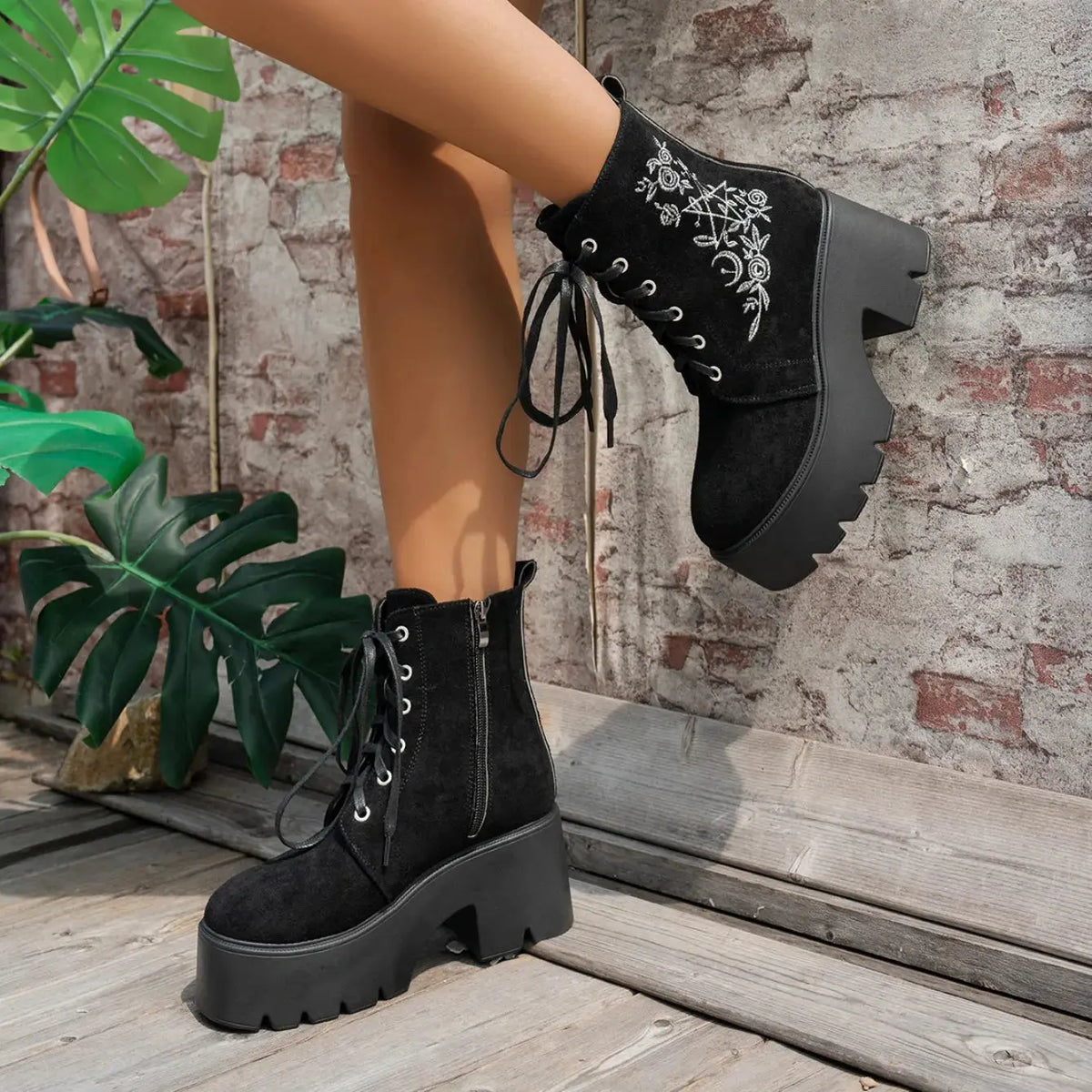 Punk Goth Women Motorcycle Boots Outdoor Platform High Heels Shoes Woman 2025 New Brand Luxury Fashion Designer Boots Women Coven Couture Collective