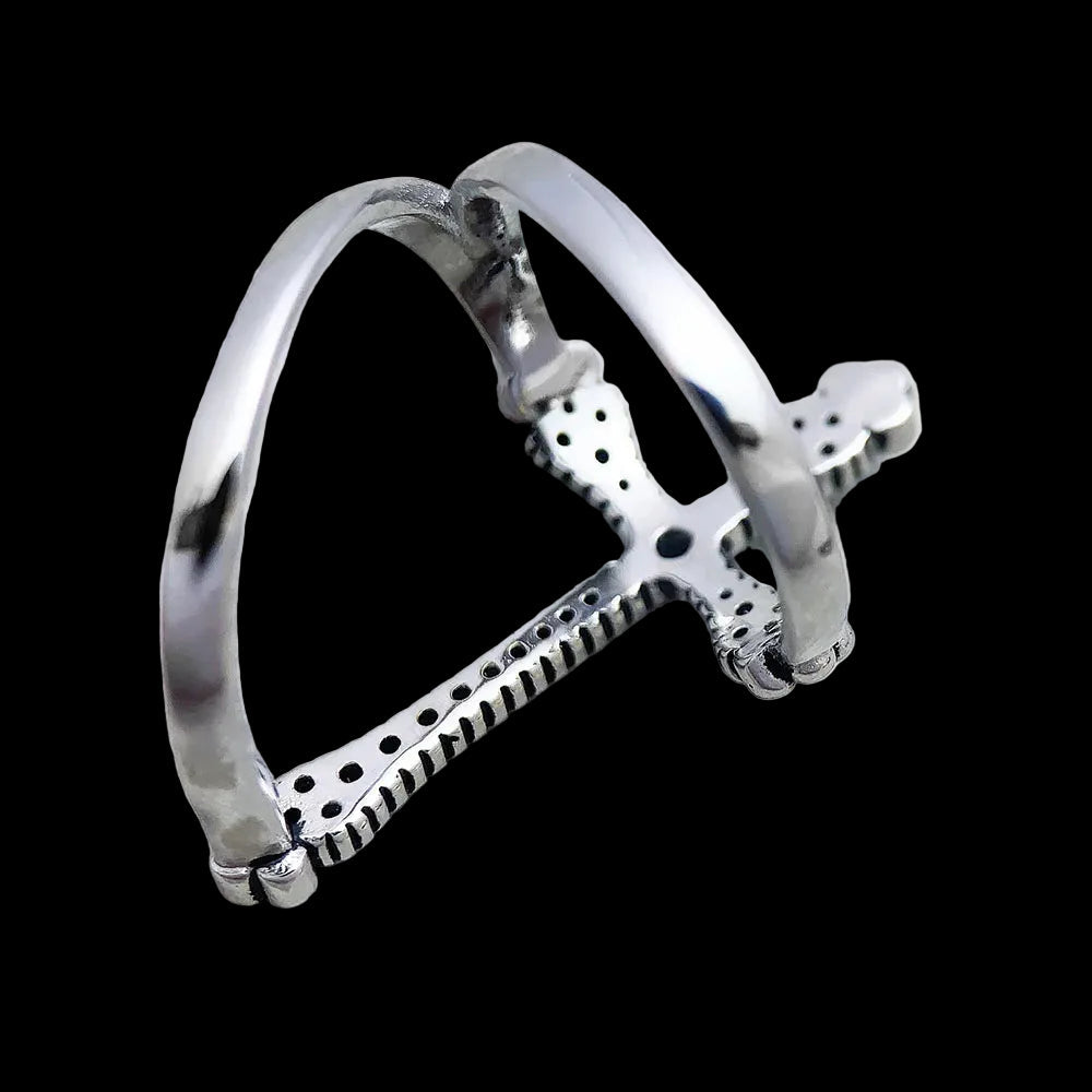 Victorian Royalty Cross Ring with Black Stones for Women 925 Sterling Silver Vintage Jewellery Coven Couture Collective