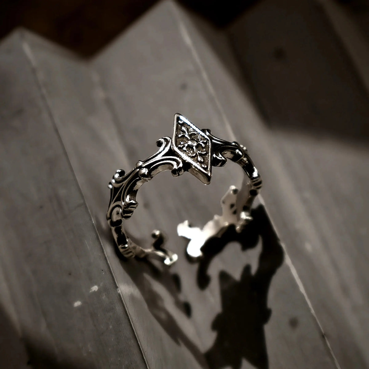 Retro Iris Cross Rhombus Adjustable Open Ring For Men Silver-plated Copper Gothic Punk Edgy Jewelry Unisex Accessories Cool Gift Coven Couture Collective