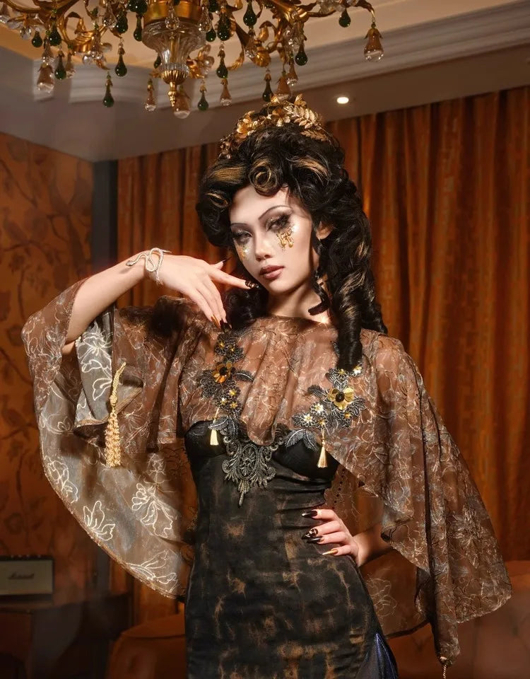 Blood Supply Original Gothic Golden European-style Classic Slim-fitting Sexy Big-flared Gorgeous Slip Dress Vestidos Coven Couture Collective