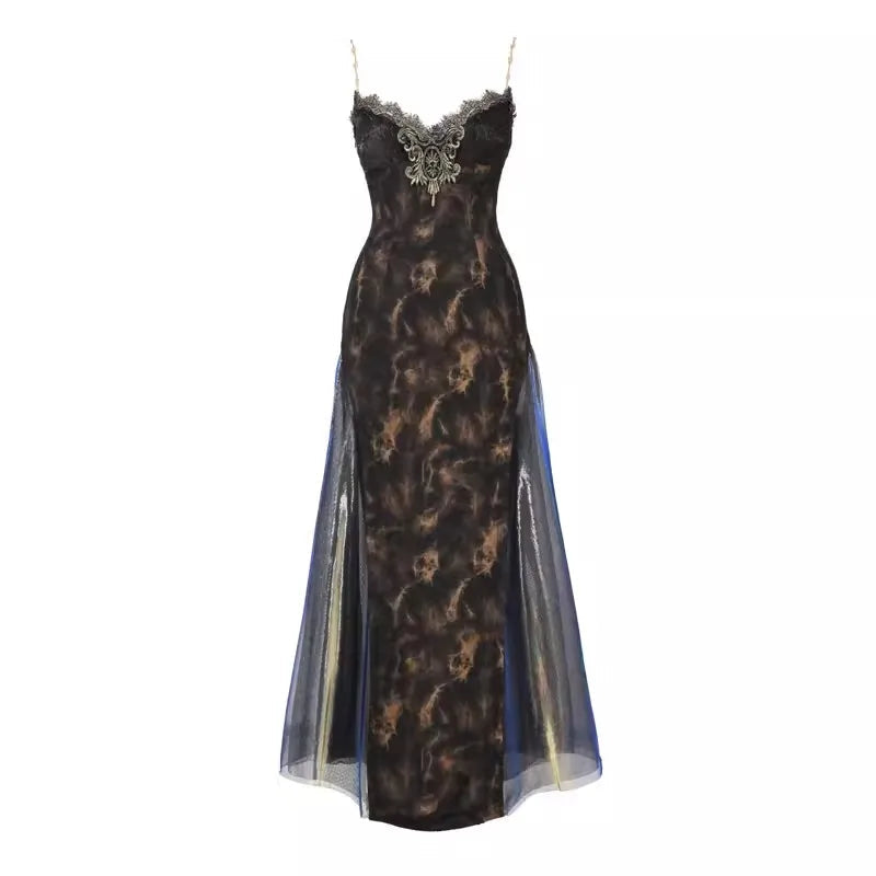 Blood Supply Original Gothic Golden European-style Classic Slim-fitting Sexy Big-flared Gorgeous Slip Dress Vestidos Coven Couture Collective